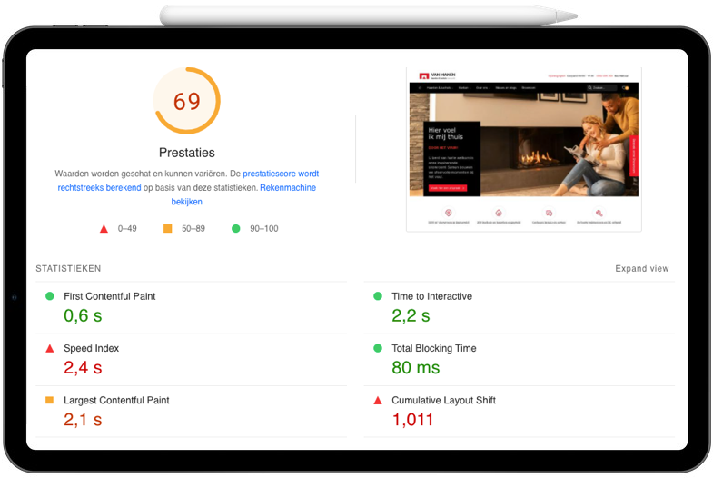 Magento pagespeed zonder Hyva Thema